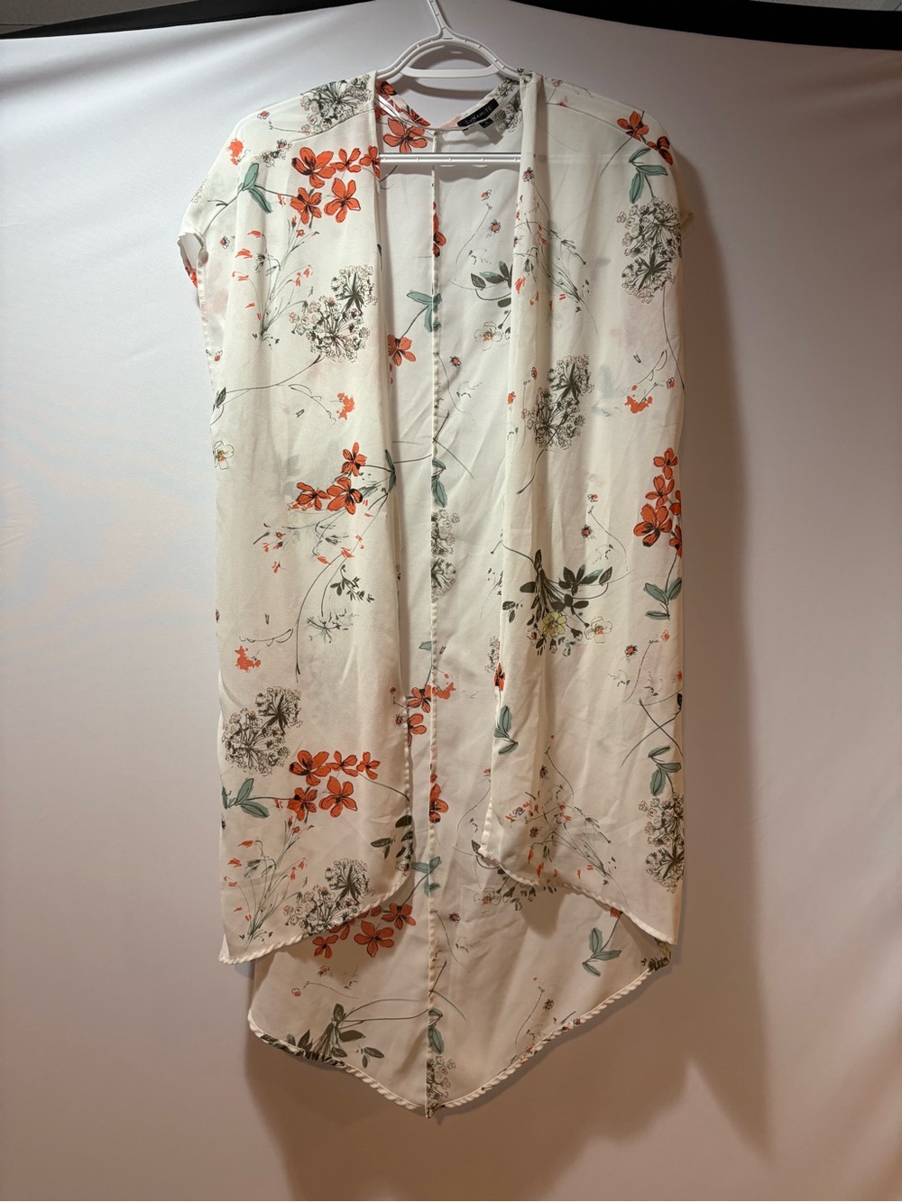 Dynamite Cream Floral Kimono with Orange & Green Blooms